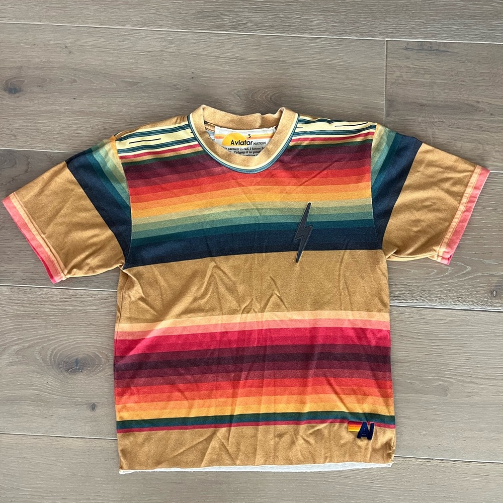 Aviator Nation Rainbow Stripe Tee